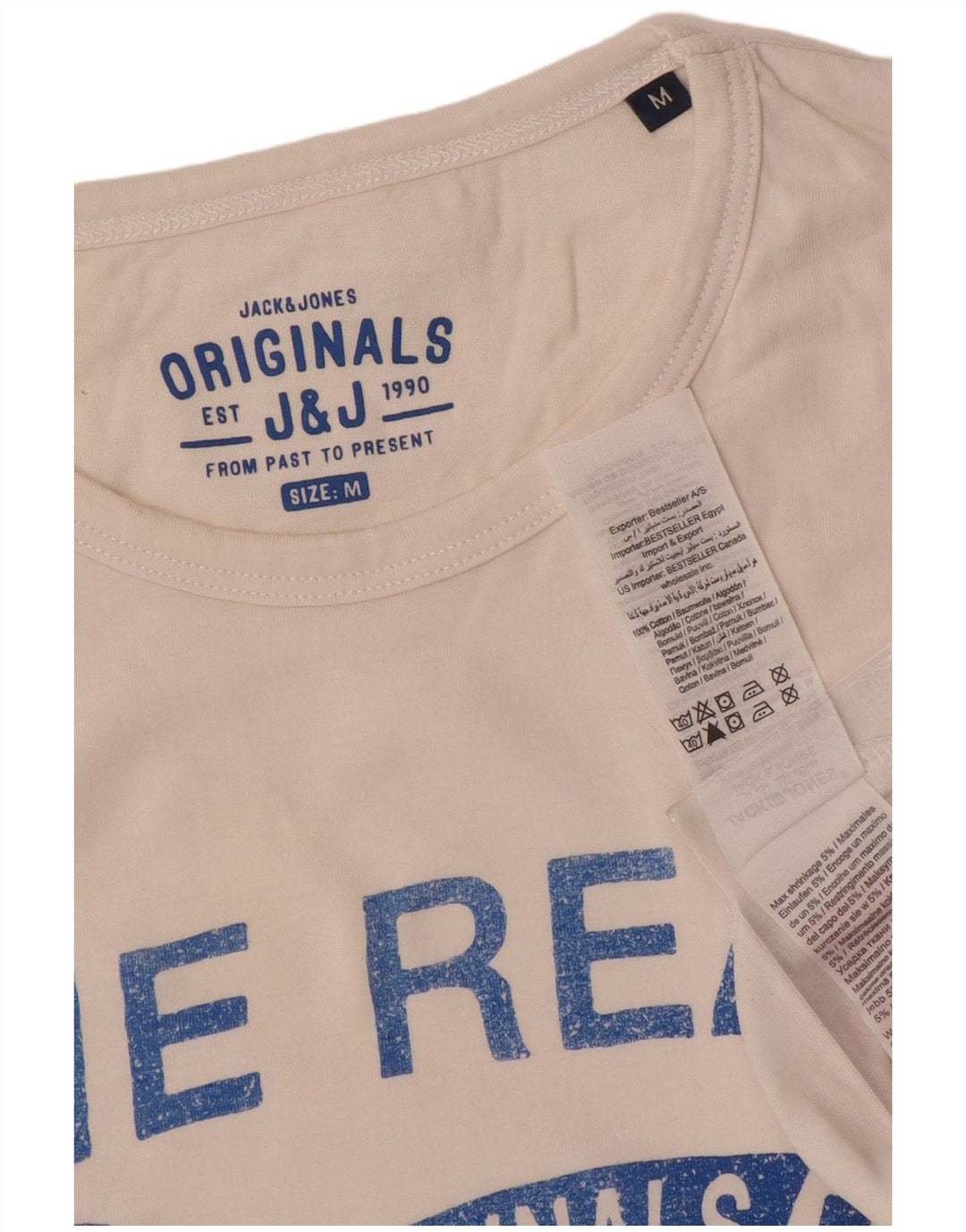 Jack & Jones Mens Graphic T-Shirt Top Medium White Cotton