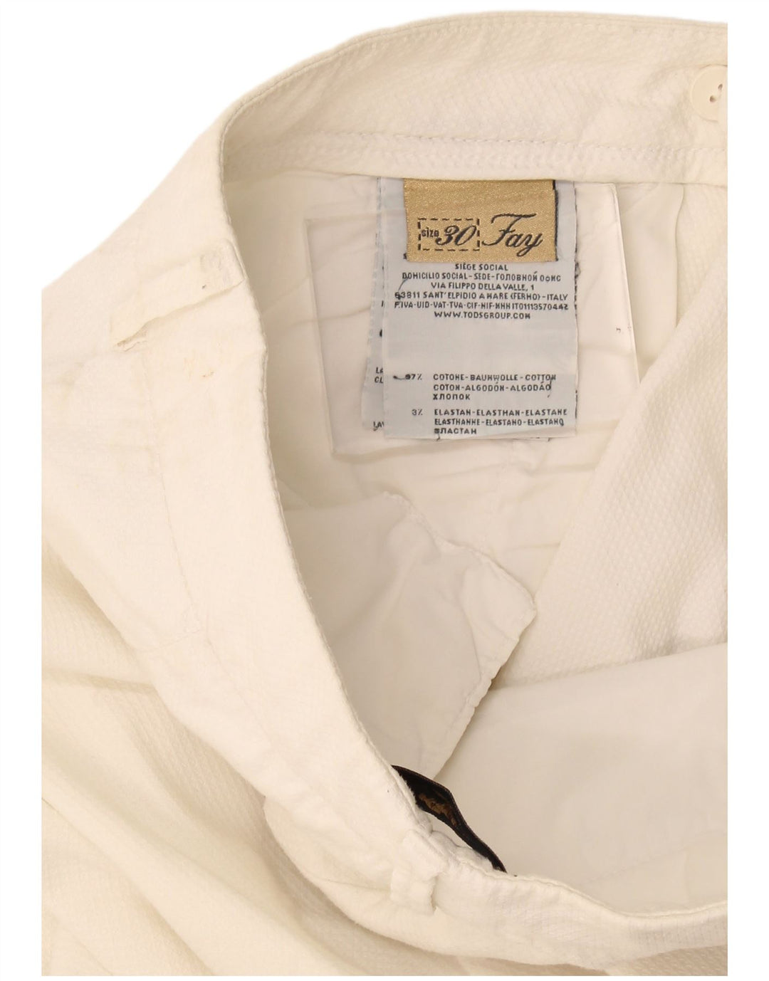 Fay Womens Straight Chino Trousers W30 L26 White Cotton