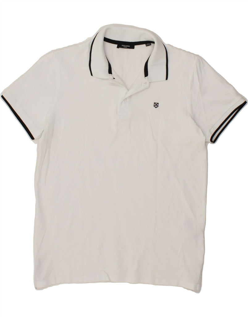 JACK & JONES Mens Premium Polo Shirt Large White Cotton Vintage Jack & Jones and Second-Hand Jack & Jones from Messina Hembry 