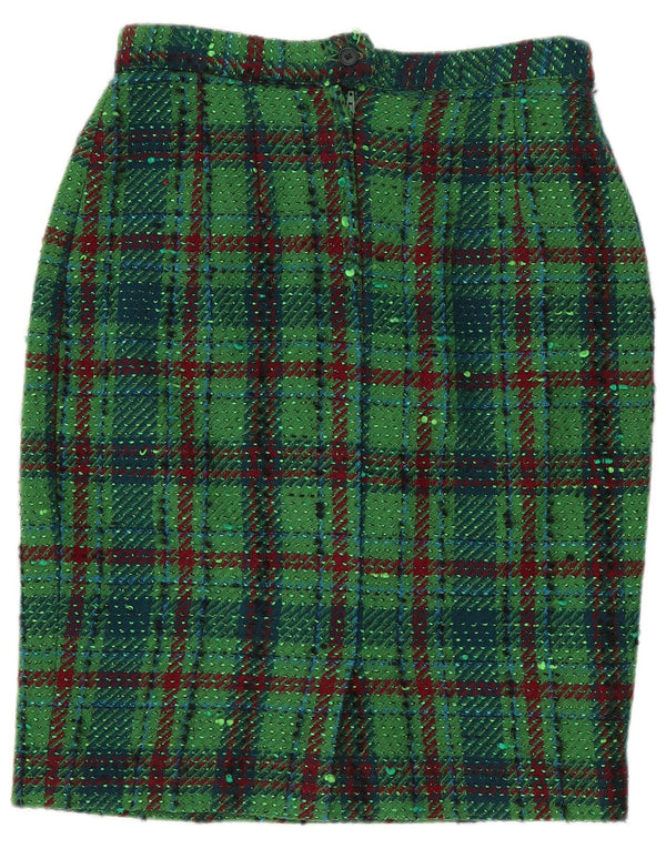 Vintage Womens Pencil Skirt IT 44 Medium W28 Green Plaid