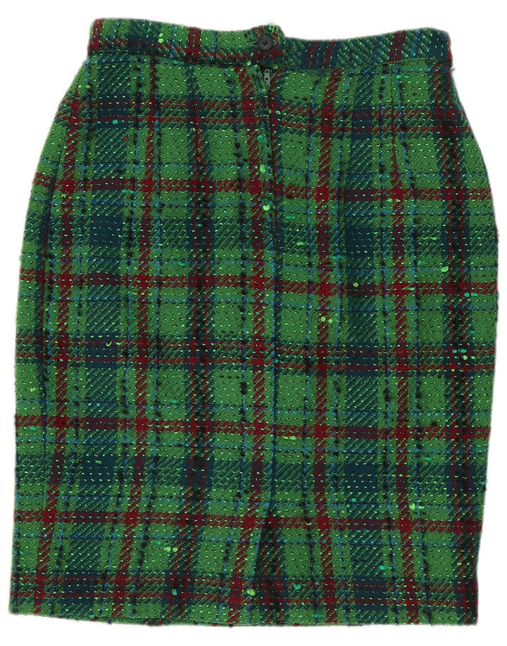 Vintage Womens Pencil Skirt IT 44 Medium W28 Green Plaid