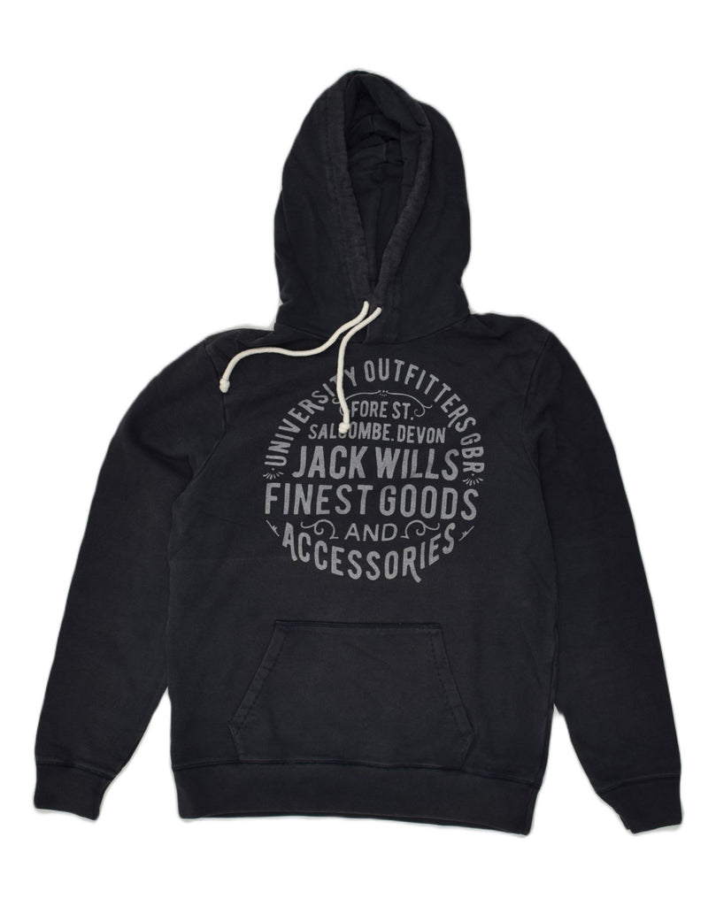 JACK WILLS Mens Graphic Hoodie Jumper Medium Navy Blue Cotton | Vintage Jack Wills | Thrift | Second-Hand Jack Wills | Used Clothing | Messina Hembry 