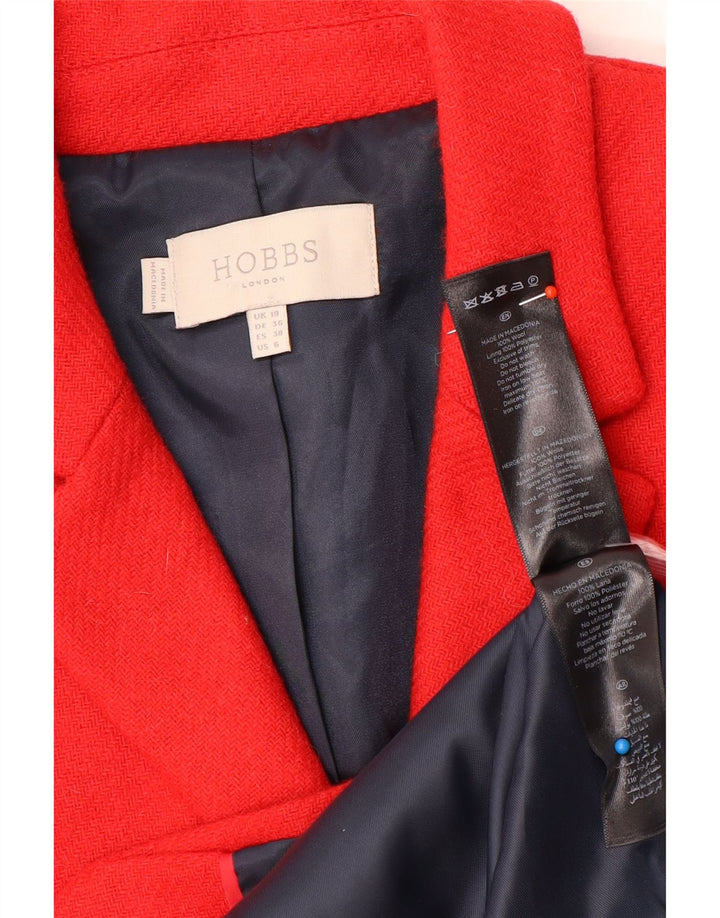 Hobbs Womens 2 Button Blazer Jacket UK 10 Small Red Wool