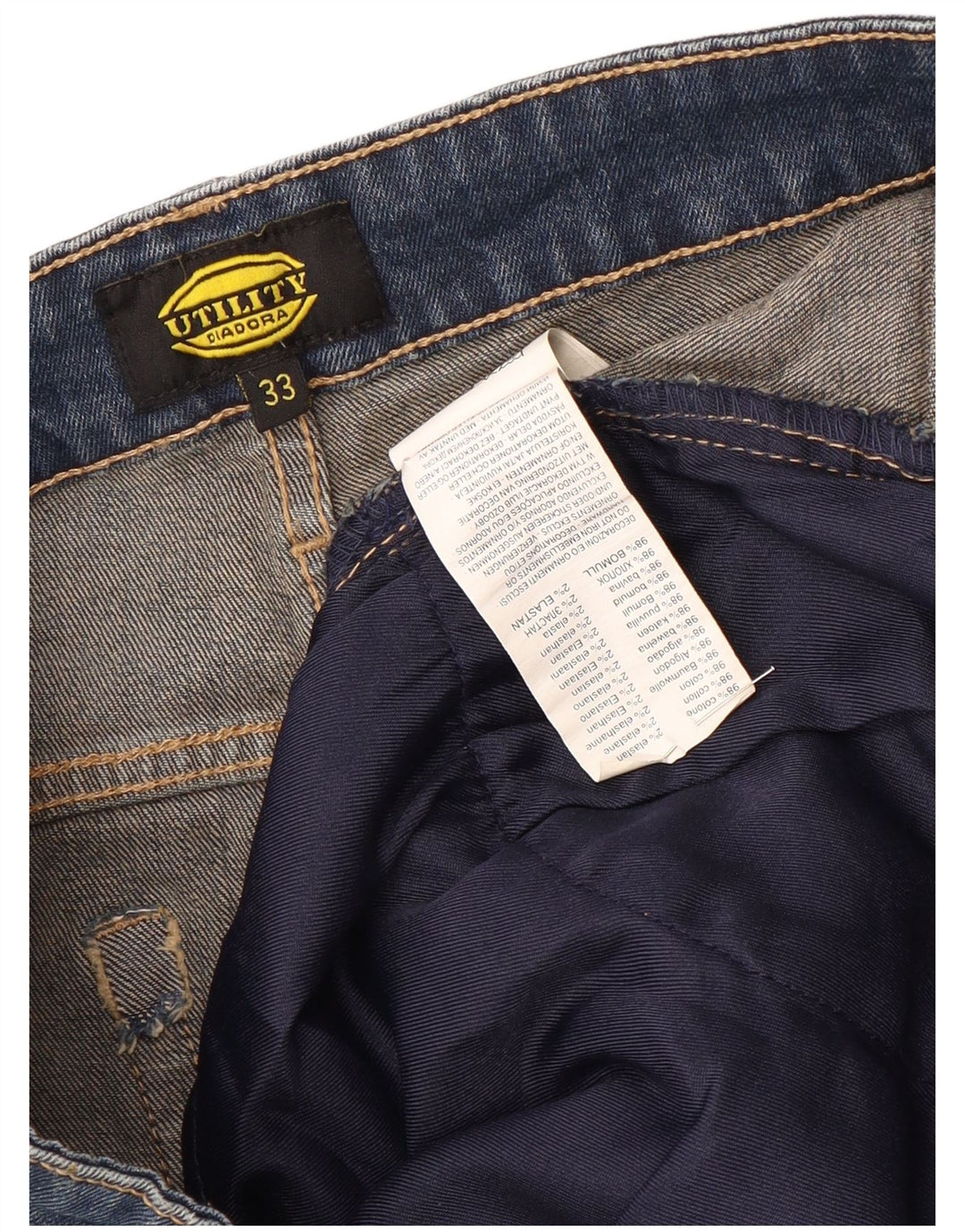 DIADORA Mens Cargo Denim Shorts  W33 Medium Blue Cotton