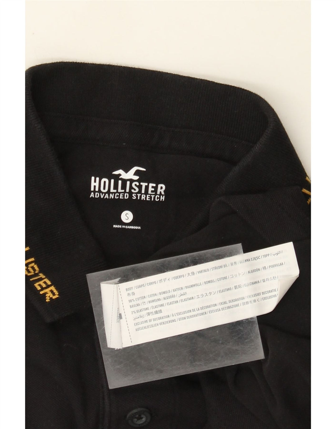 Hollister Mens Polo Shirt Small Black Cotton