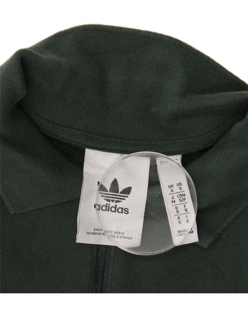ADIDAS Mens Polo Neck Jumper Sweater Small Green Cotton Vintage Adidas and Second-Hand Adidas from Messina Hembry 