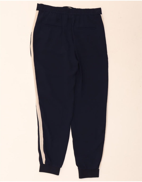 Zara Womens Tracksuit Trousers Joggers UK 6 XS Navy Blue Colourblock