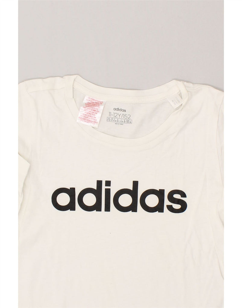 ADIDAS Boys Graphic T-Shirt Top 11-12 Years White Cotton | Vintage Adidas | Thrift | Second-Hand Adidas | Used Clothing | Messina Hembry 