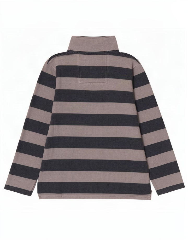 Crew Clothing Mens Zip Neck Sweatshirt Jumper Medium Grey Striped