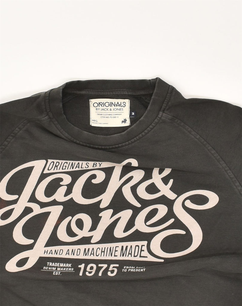 JACK & JONES Mens Graphic Sweatshirt Jumper Medium Black Cotton | Vintage Jack & Jones | Thrift | Second-Hand Jack & Jones | Used Clothing | Messina Hembry 