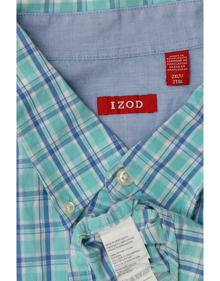 IZOD Mens Tall Shirt 2XL Blue Check Cotton