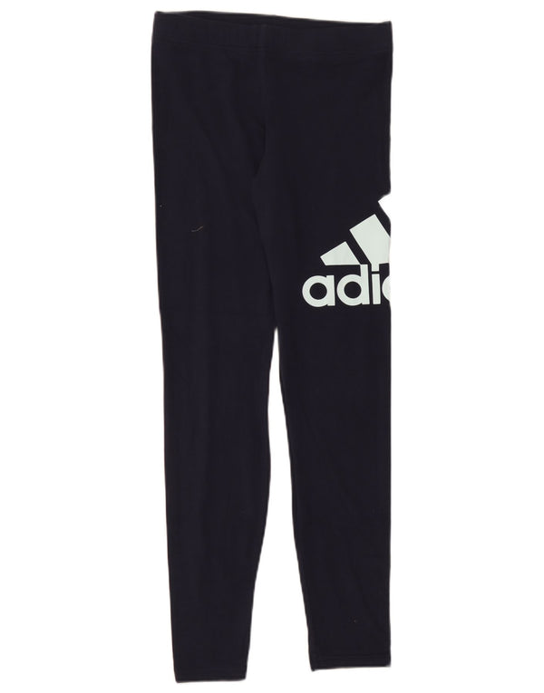 Adidas Girls Graphic Leggings 14-15 Years Navy Blue Cotton
