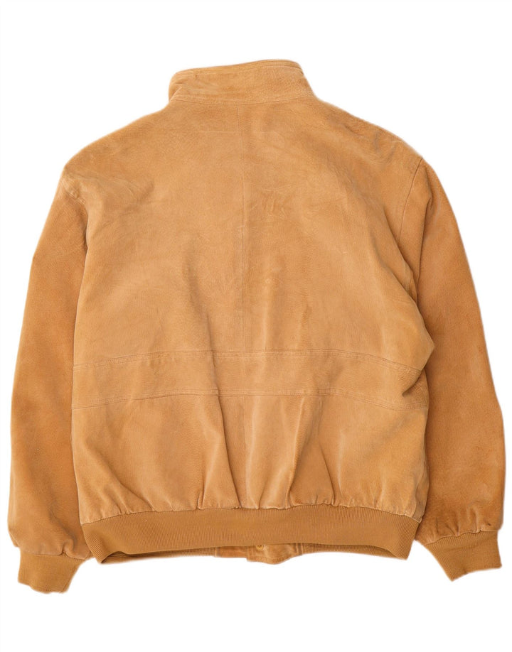 Vintage Mens Suede Bomber Jacket UK 40 Large Brown Leather