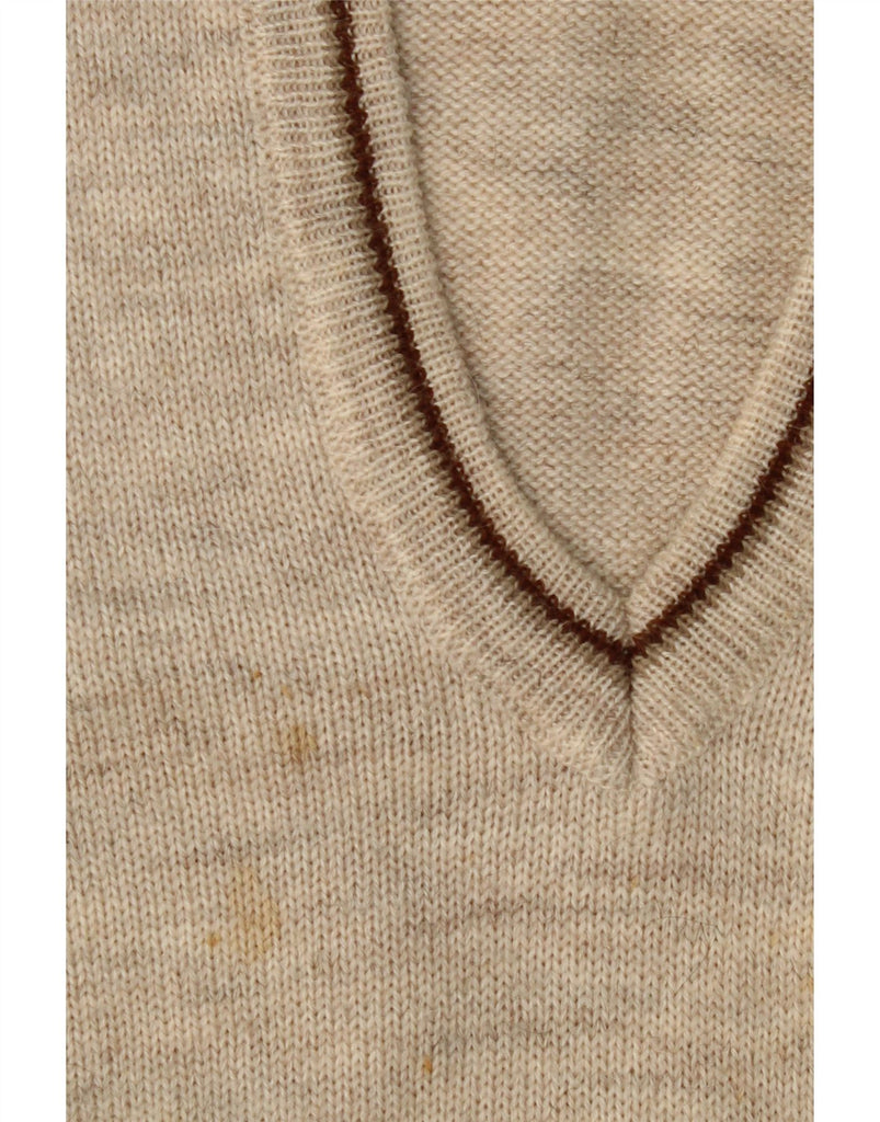 DULCAMARA Mens V-Neck Jumper Sweater Medium Beige Fair Isle Alpaca Wool Vintage Dulcamara and Second-Hand Dulcamara from Messina Hembry 