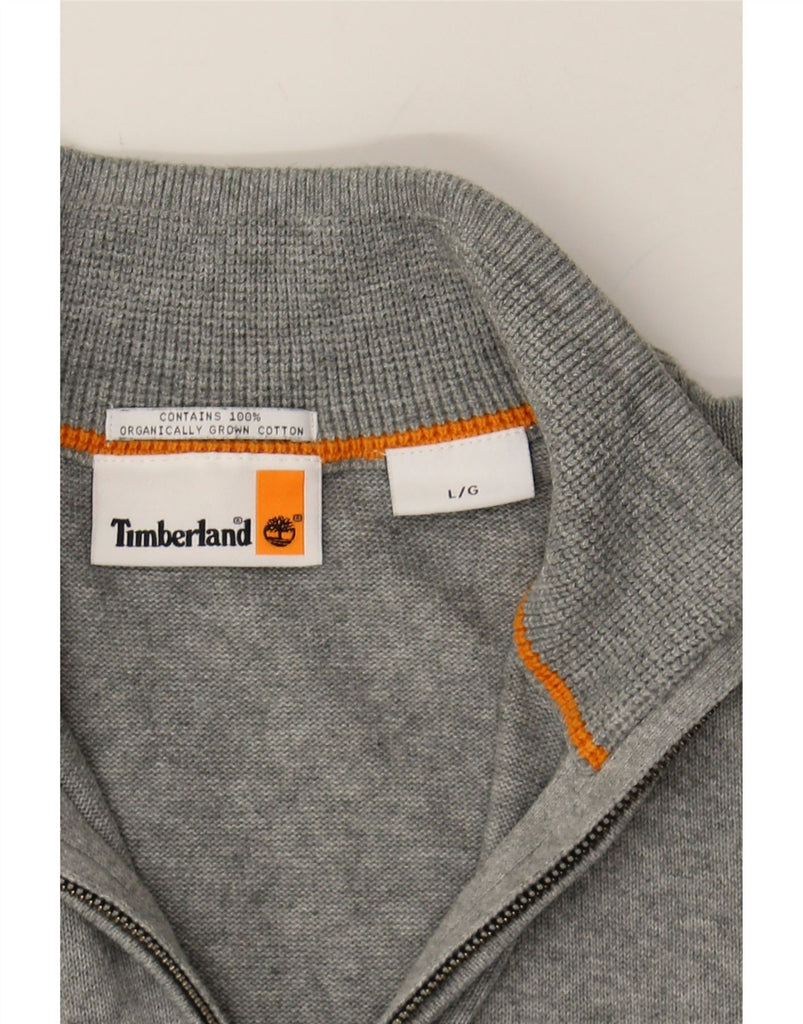 TIMBERLAND Mens Zip Neck Jumper Sweater Large Grey Cotton Vintage Timberland and Second-Hand Timberland from Messina Hembry 