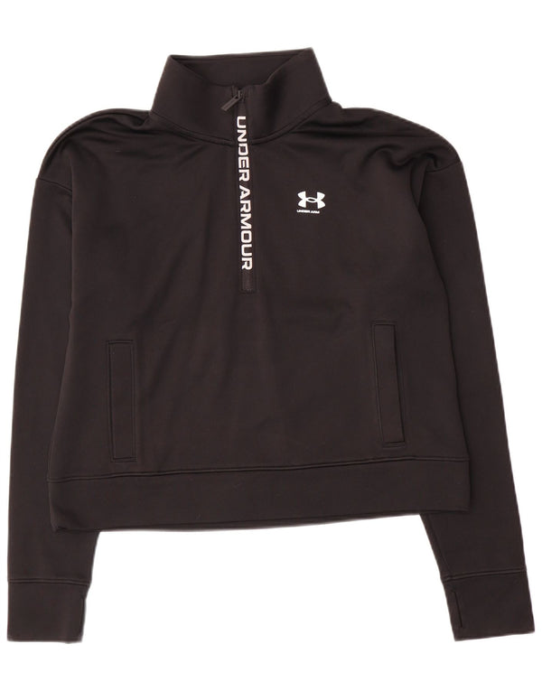 Under Armour Womens Graphic Crop Sweatshirt Jumper UK 10 Small Black