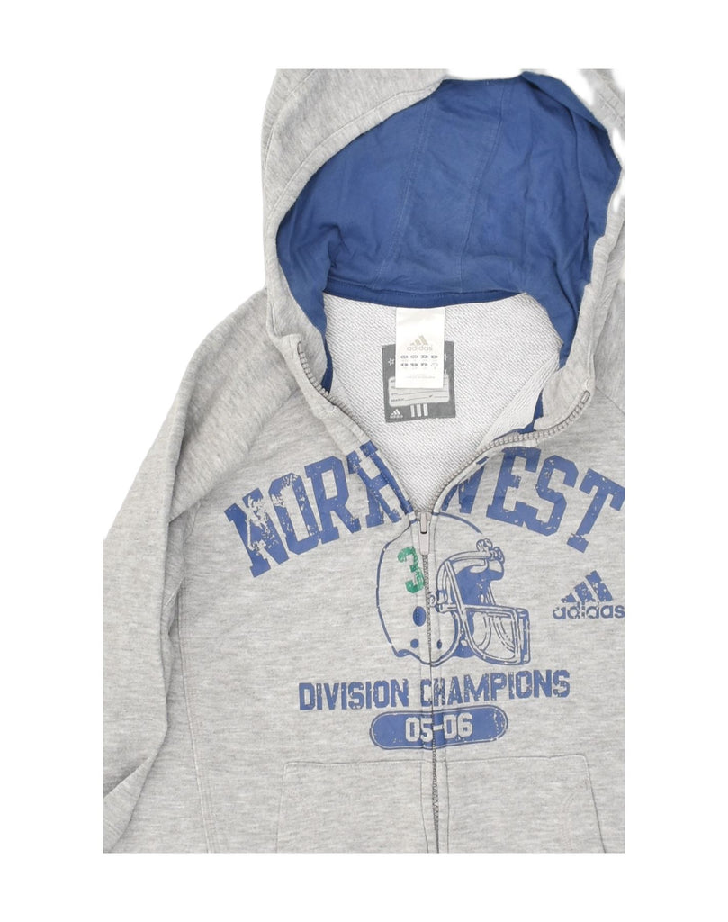 ADIDAS Girls Graphic Zip Hoodie Sweater 11-12 Years Grey Cotton | Vintage Adidas | Thrift | Second-Hand Adidas | Used Clothing | Messina Hembry 