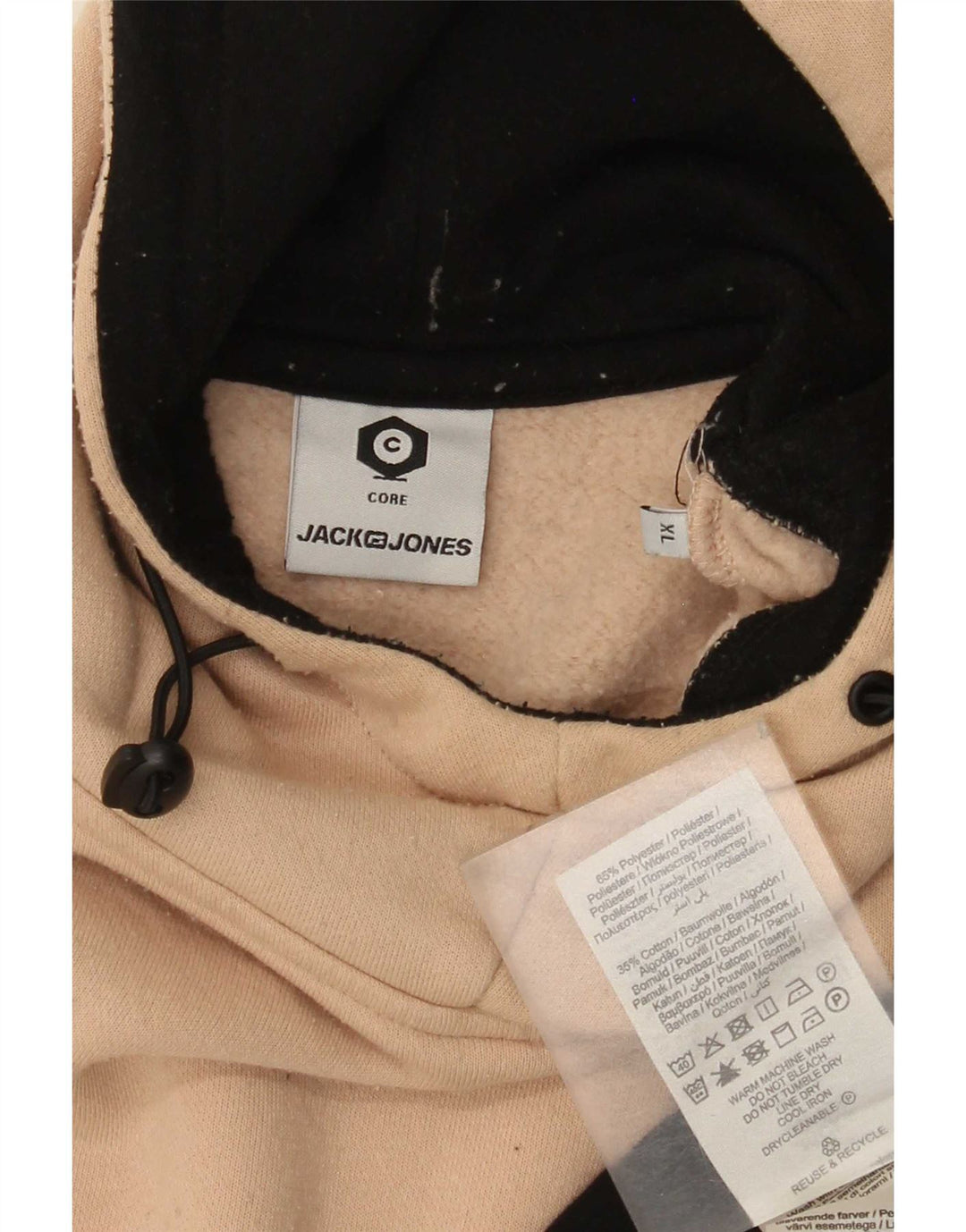 Jack & Jones Mens Hoodie Jumper XL Beige Colourblock Polyester