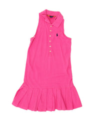 POLO RALPH LAUREN Girls Sleeveless Polo Dress 8-9 Years Medium Pink Cotton