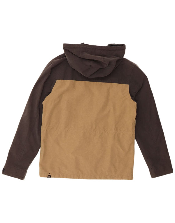 QUIKSILVER Mens Hooded Utility Jacket UK 36 Small Beige Colourblock Cotton