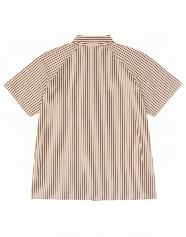 Marina Rinaldi Womens Short Sleeve Shirt Size 23 Medium White Pinstripe