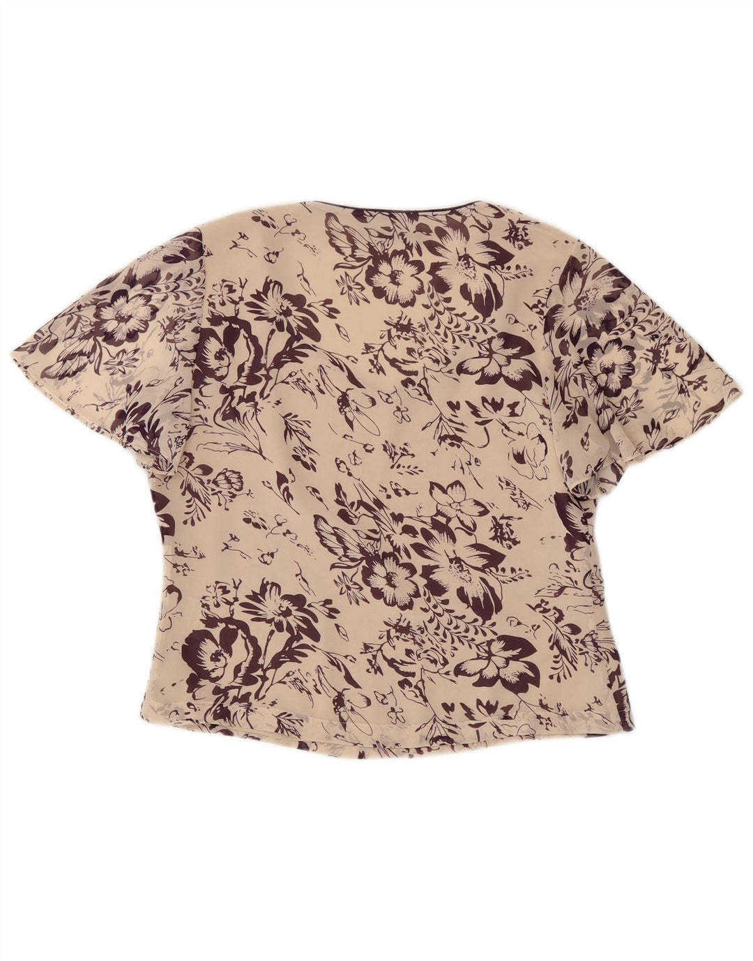 Jacques Vert Womens Crop Blouse Top UK 10 Small Off White Floral Polyester