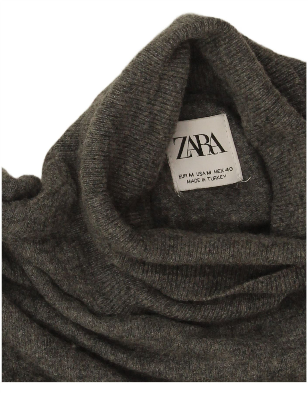 Zara Womens Roll Neck Jumper Sweater UK 14 Medium Grey Flecked Polyamide