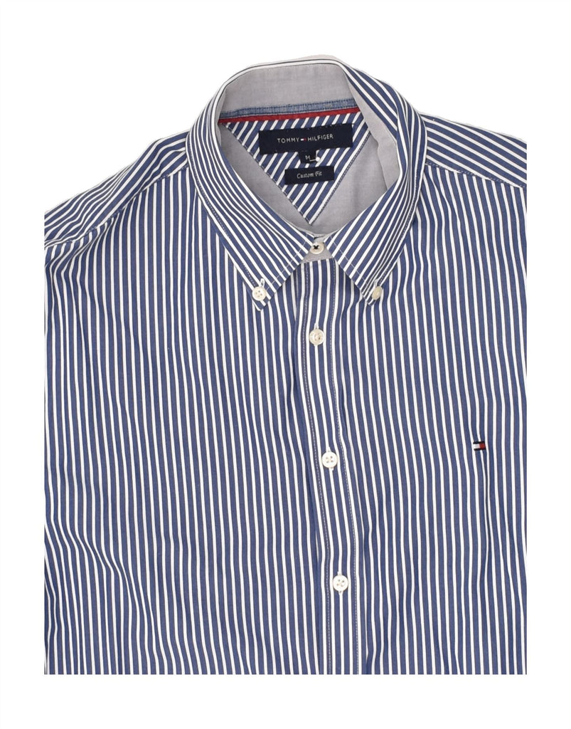 TOMMY HILFIGER Mens Custom Fit Shirt Medium Navy Blue Pinstripe Vintage Tommy Hilfiger and Second-Hand Tommy Hilfiger from Messina Hembry 