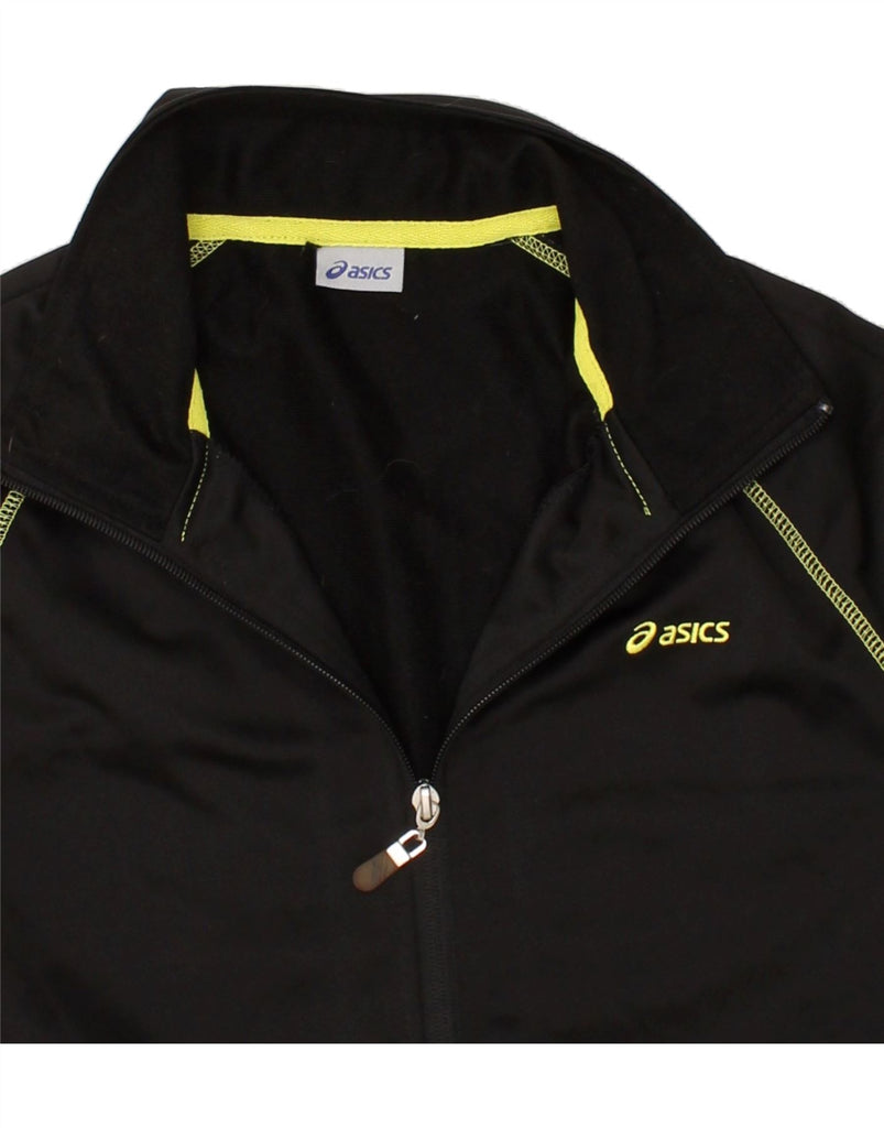 ASICS Womens Graphic Tracksuit Top Jacket UK 16 Large Black Polyester Vintage Asics and Second-Hand Asics from Messina Hembry 