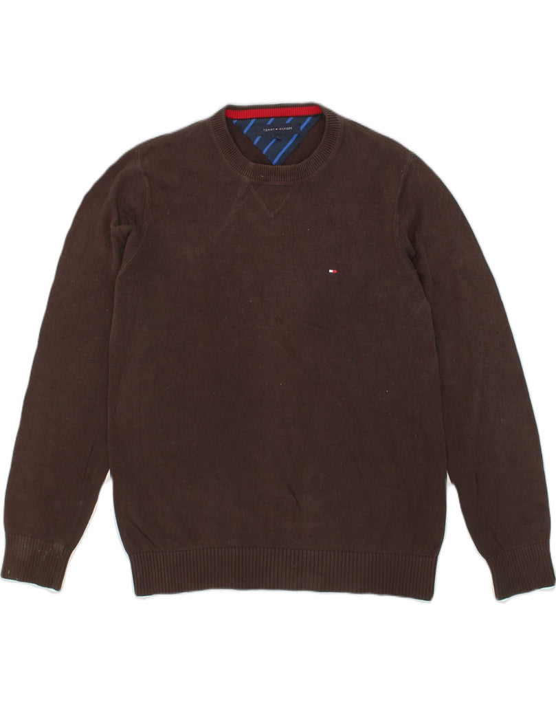 TOMMY HILFIGER Mens V-Neck Jumper Sweater Medium Brown Cotton | Vintage Tommy Hilfiger | Thrift | Second-Hand Tommy Hilfiger | Used Clothing | Messina Hembry 