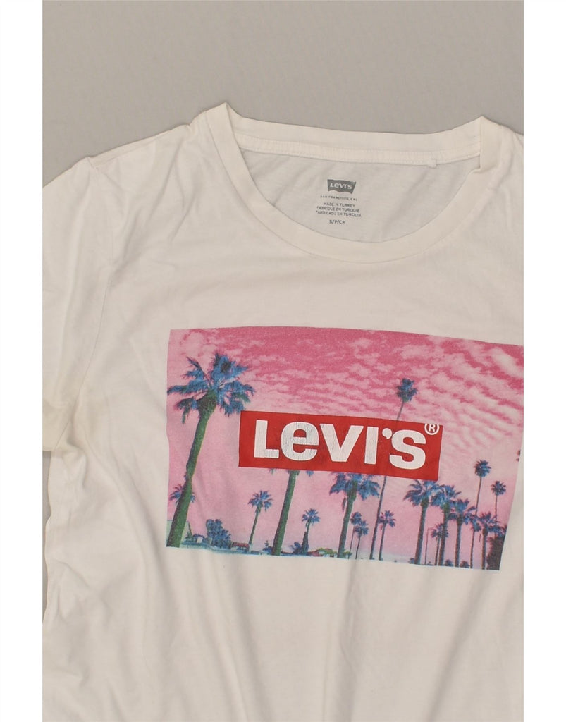 LEVI'S Womens Graphic T-Shirt Top UK 10 Small White Cotton | Vintage Levi's | Thrift | Second-Hand Levi's | Used Clothing | Messina Hembry 