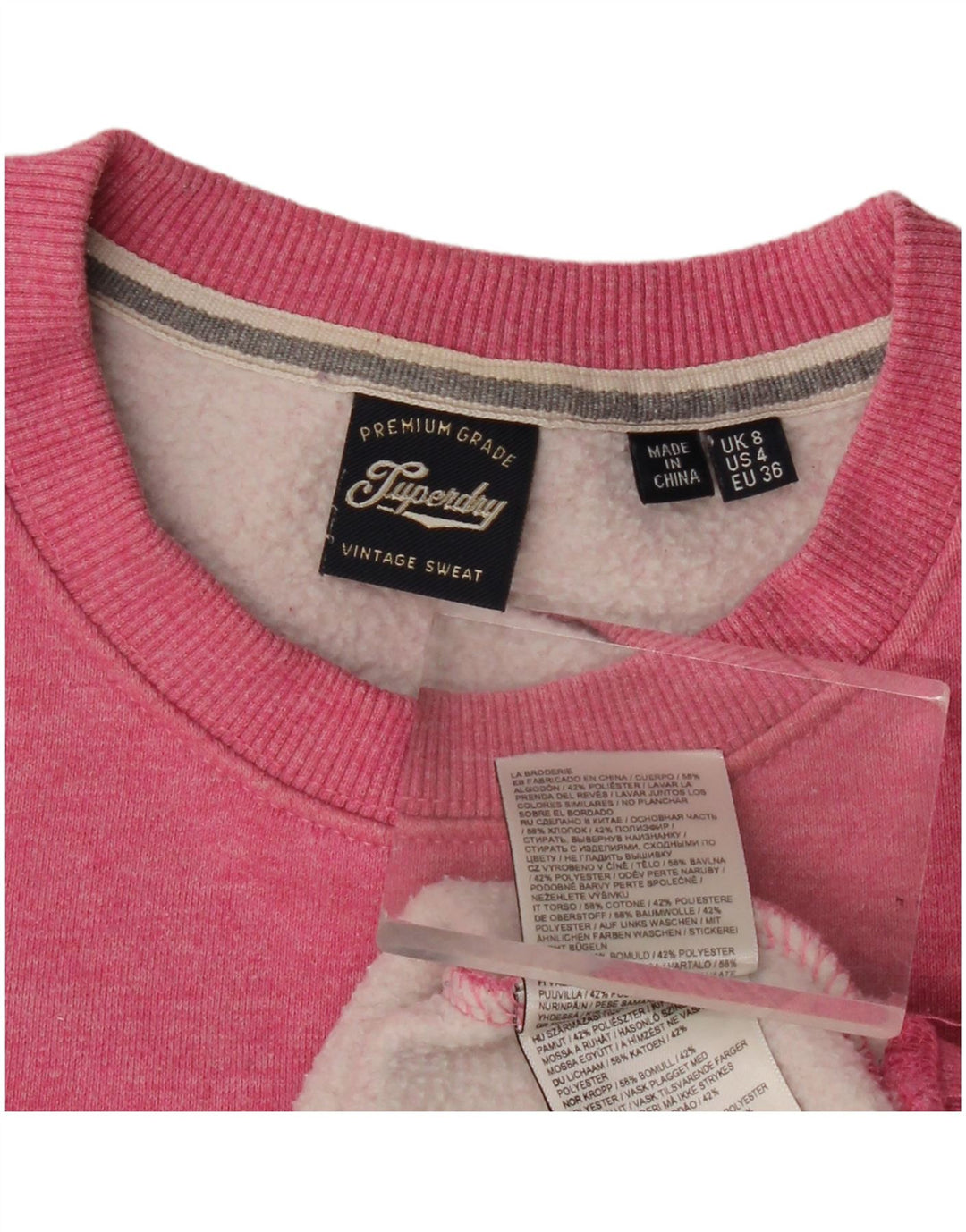 Superdry Womens Sweatshirt Jumper UK 8 Small Pink Cotton