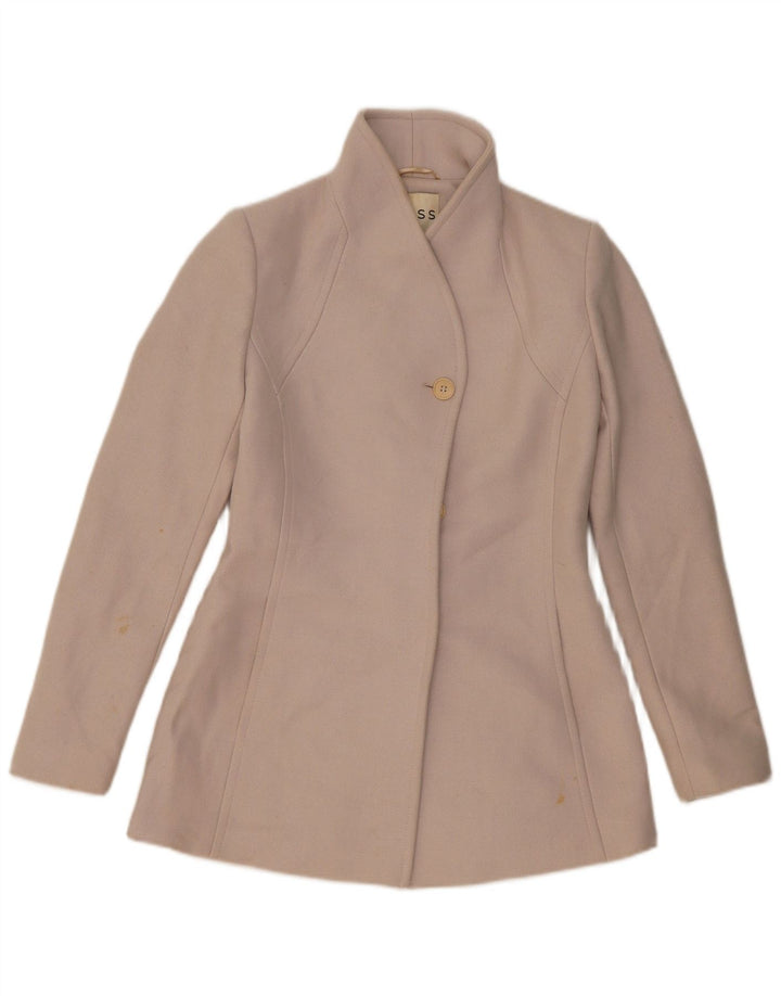 Reiss Womens 2 Button Blazer Jacket UK 10 Small Beige Wool