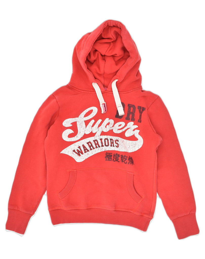 SUPERDRY Womens Vintage Loose Fit Graphic Hoodie Jumper UK 6 XS Red Cotton | Vintage Superdry | Thrift | Second-Hand Superdry | Used Clothing | Messina Hembry 