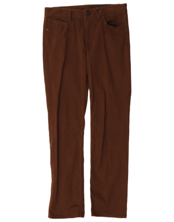 Volcom Mens Solver Straight Casual Trousers W30 L31 Brown Cotton