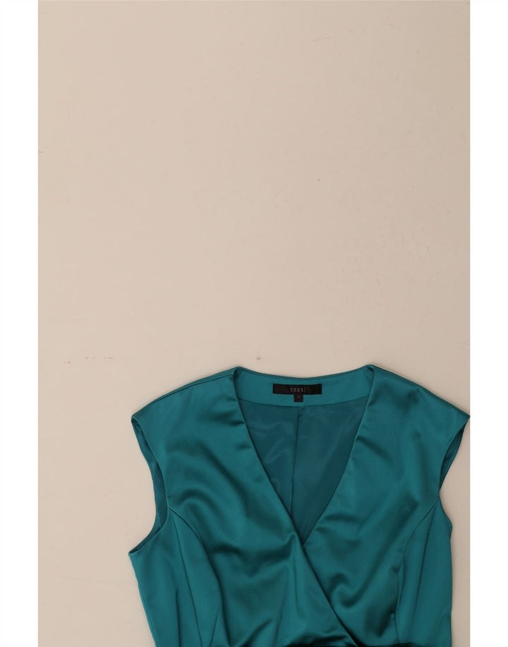 COAST Womens Sleeveless Sheath Dress UK 2 Medium Turquoise Acetate Vintage Coast and Second-Hand Coast from Messina Hembry 