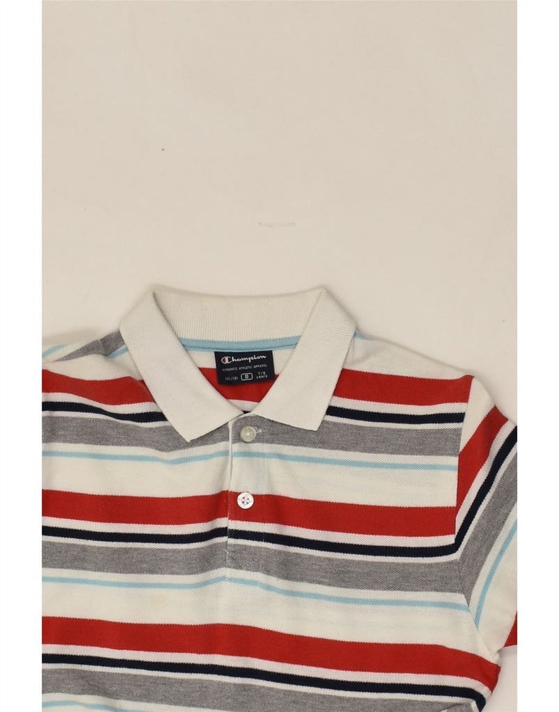 CHAMPION Boys Polo Shirt 7-8 Years Small Multicoloured Striped Cotton | Vintage Champion | Thrift | Second-Hand Champion | Used Clothing | Messina Hembry 