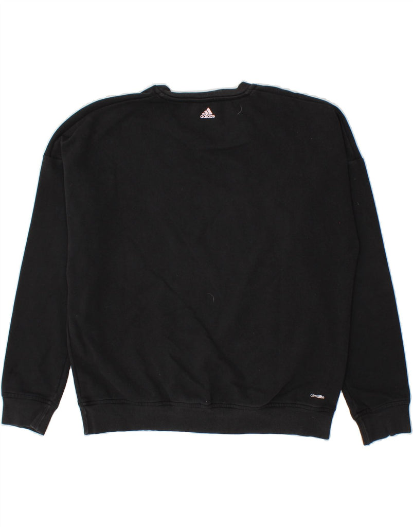 ADIDAS Womens Climalite Graphic Sweatshirt Jumper UK 12-14 Medium Black | Vintage Adidas | Thrift | Second-Hand Adidas | Used Clothing | Messina Hembry 