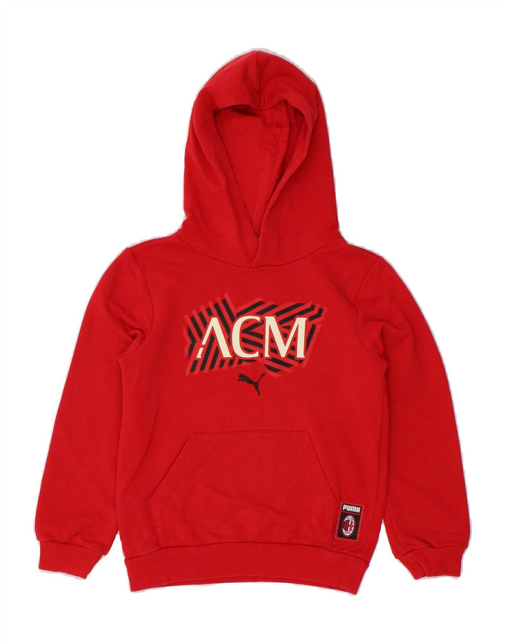 PUMA Boys Graphic Hoodie Jumper 7-8 Years Small Red Vintage Puma and Second-Hand Puma from Messina Hembry 