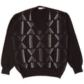 WESTBURY Mens V-Neck Jumper Sweater XL Black Geometric Wool