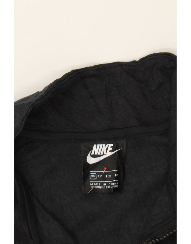 NIKE Womens Oversized Crop Zip Neck Sweatshirt Jumper UK 6 XS Black Vintage Nike and Second-Hand Nike from Messina Hembry 