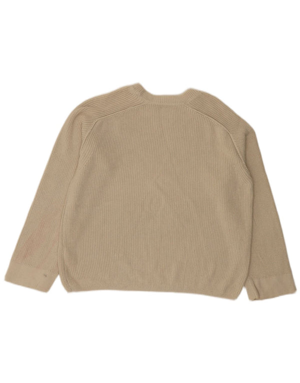 Tommy Hilfiger Womens Oversized Crew Neck Jumper Sweater UK 6 XS Beige