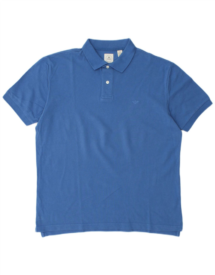 DOCKERS Mens Polo Shirt Large Blue Cotton