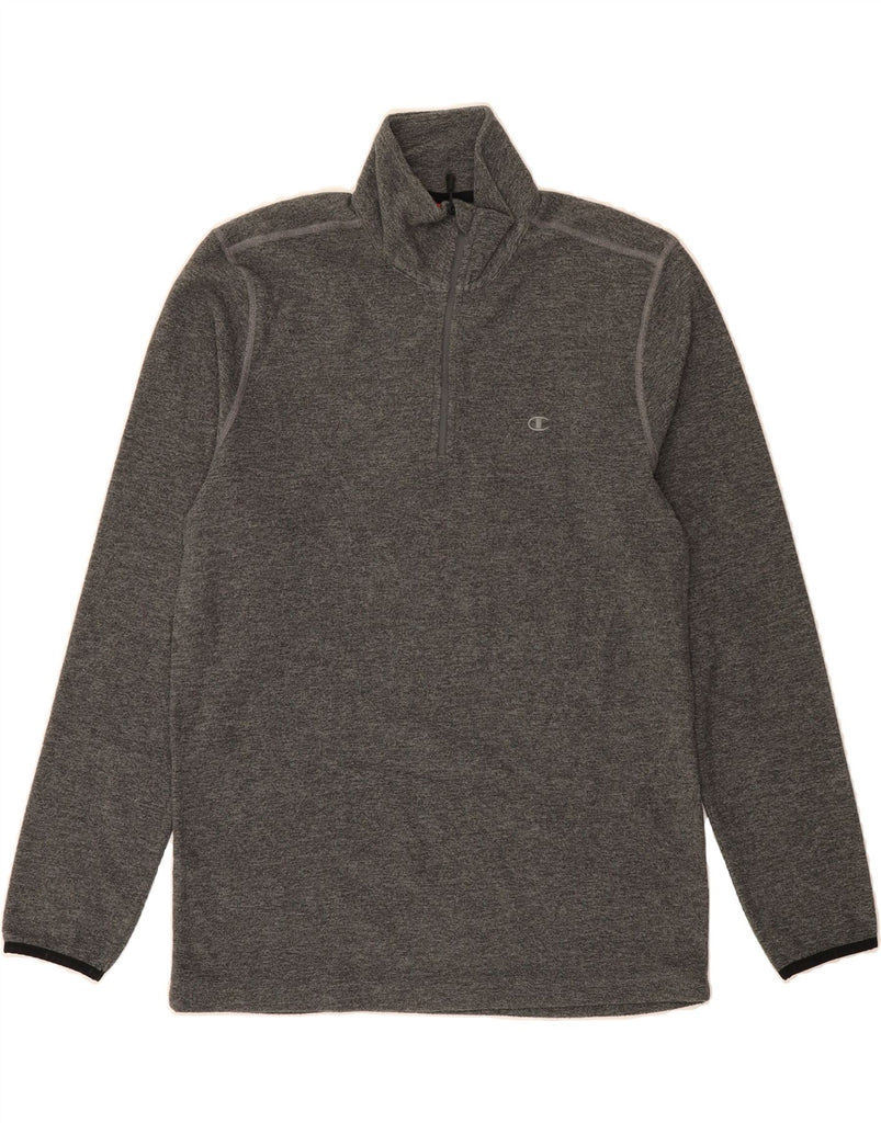 CHAMPION Mens Zip Neck Fleece Jumper Medium Grey Vintage Champion and Second-Hand Champion from Messina Hembry 