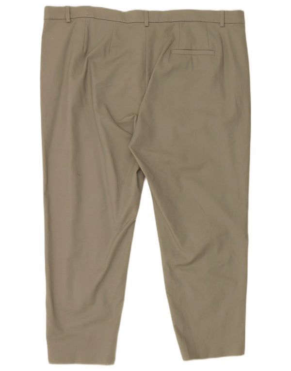 Marks & Spencer Womens Crop Chino Trousers UK 22 2XL W44 L25 Green Cotton