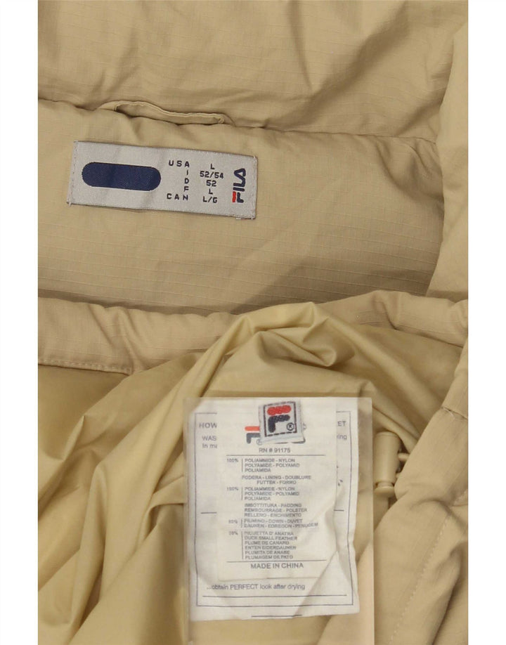 Fila Mens Padded Coat UK 40 Large Beige Polyamide