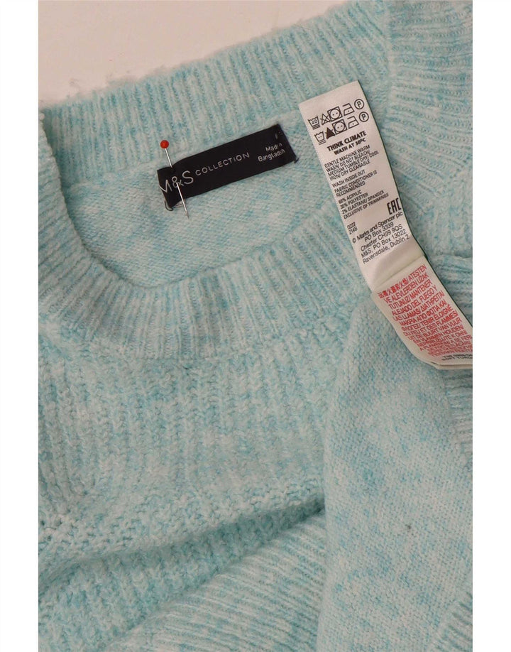 Marks & Spencer Womens Oversized Boat Neck Jumper Sweater UK 14 Medium Blue