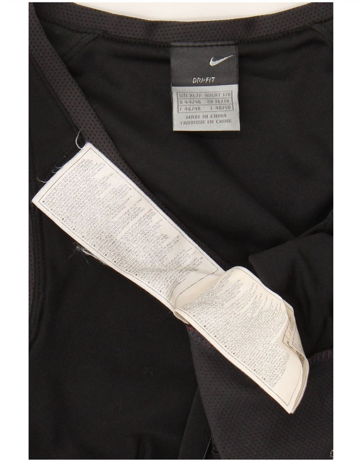 NIKE Womens Dri Fit Crop Vest Top UK 16/18 XL Black Colourblock Polyester