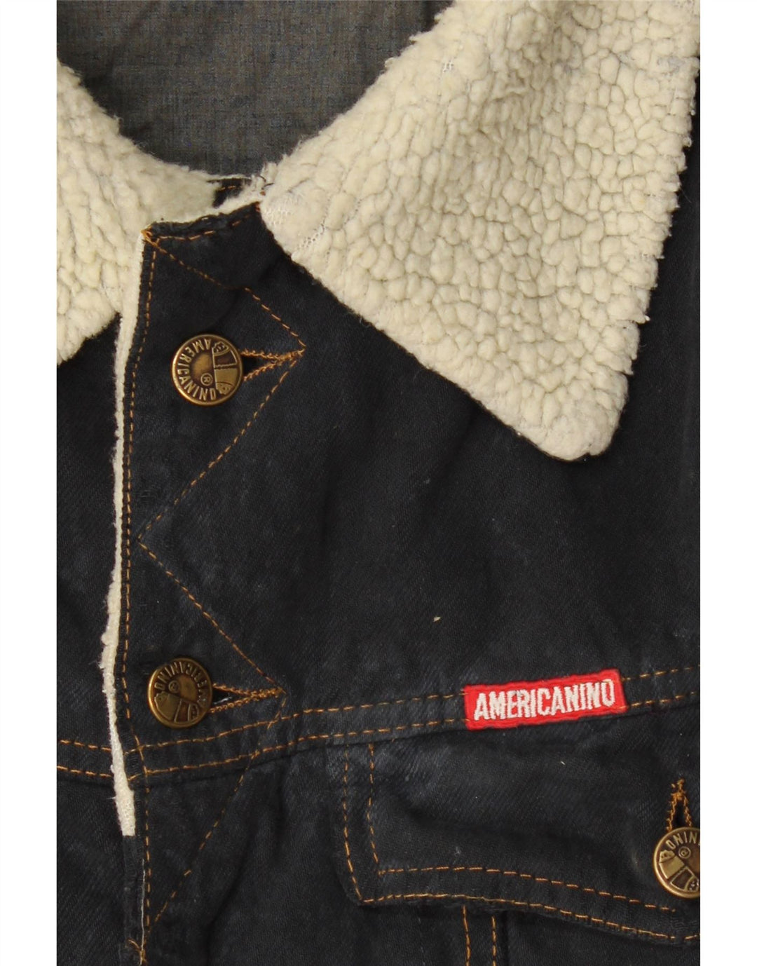 AMERICANINO Mens Denim Jacket UK 36 Small Navy Blue