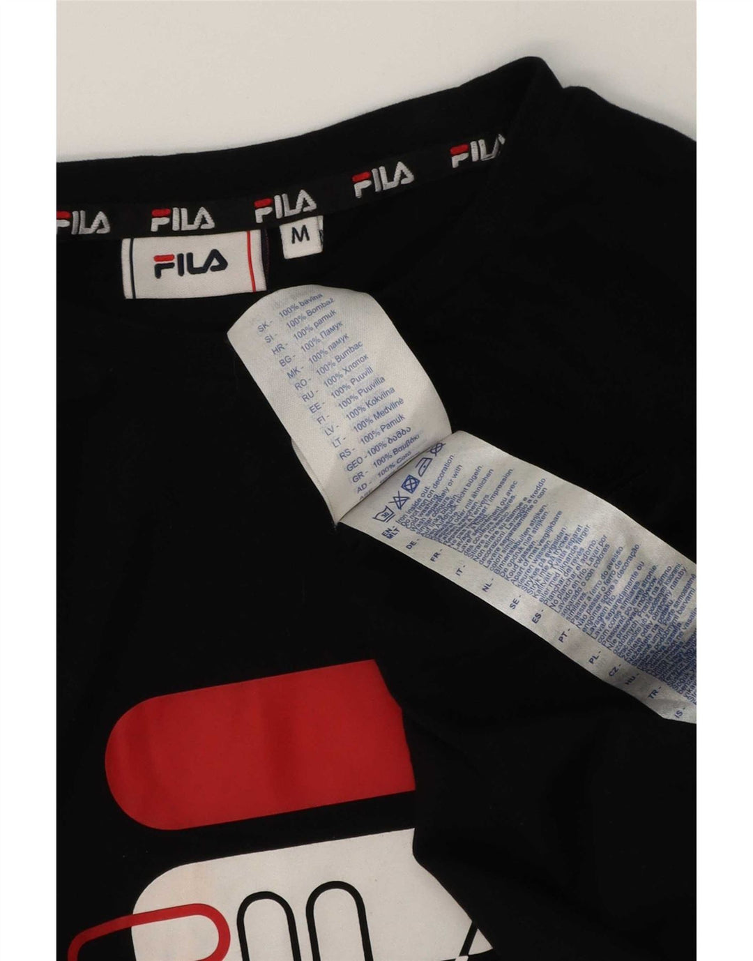 Fila Mens Graphic T-Shirt Top Medium Black Cotton